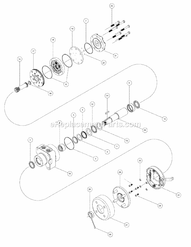 Wheel Motors (White) Diagram and Parts List for M54-KW 53AI8CT4050 Cub Cadet Sprayer